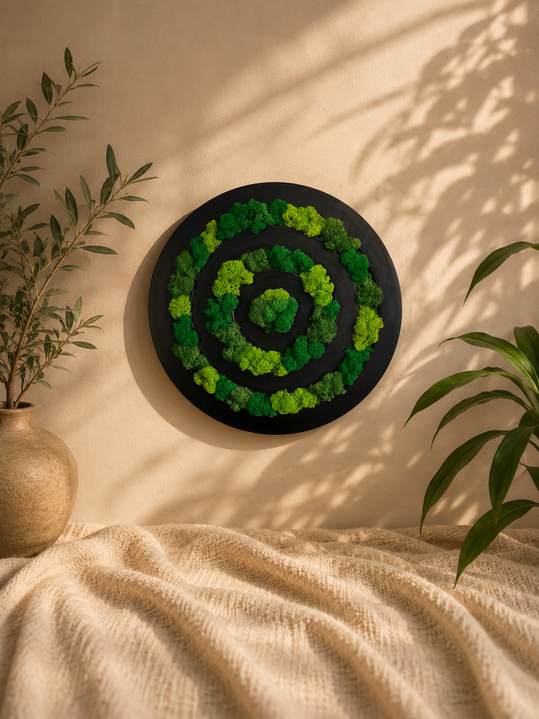 Tablou Decorativ „Moss Orbit”, Diametru: 30 cm
