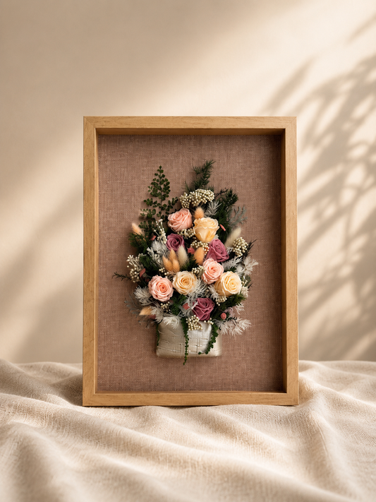 Tablou Flori Criogenate „Velvet Bloom”, 30x40 cm, 3D